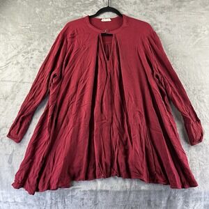 Altar'd State Tunic Blouse Women's L Burgundy Red Key Hole Neckline